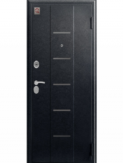 Входная дверь V-05 черный муар - лиственница светлая (Центурион)