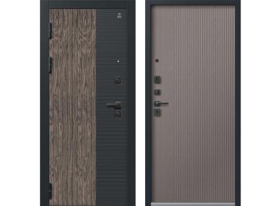 Входные двери С-110 черный муар+кварц черный+орех мокко - софт ясень грей 2025
