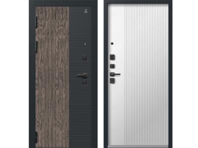 Входные двери С-110 черный муар+кварц черный+орех мокко - софт ясень белый 2025