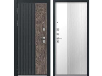 Входные двери С-111 черный муар+кварц черный+орех мокко - Кашемир белый 2025