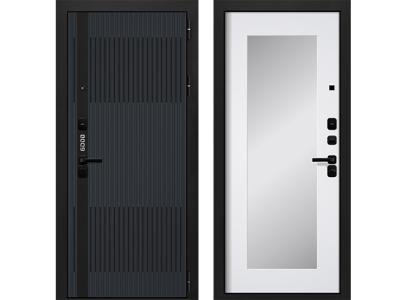Входные двери Гуд 2 Черный муар, Графит шагрень - Веллуто Бьянко