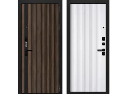 Входные двери Гуд 4 Черный муар, Орех гварнери - Веллуто Бьянко